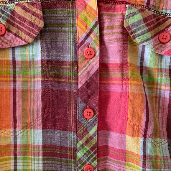 Columbia plaid button down long sleeve top - Picture 7 of 9